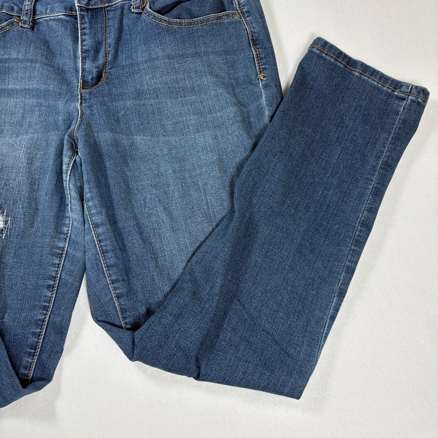 Earl Jeans Skinny Distressed Blue Denim Womens 8 Ripped Stretch Jeggings Baggy Fit