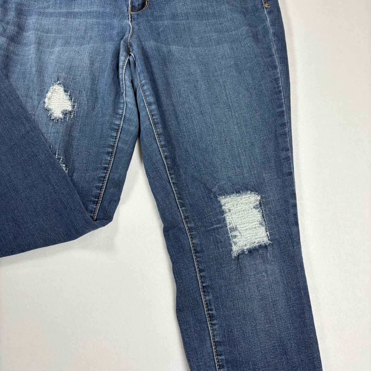 Earl Jeans Skinny Distressed Blue Denim Womens 8 Ripped Stretch Jeggings Baggy Fit