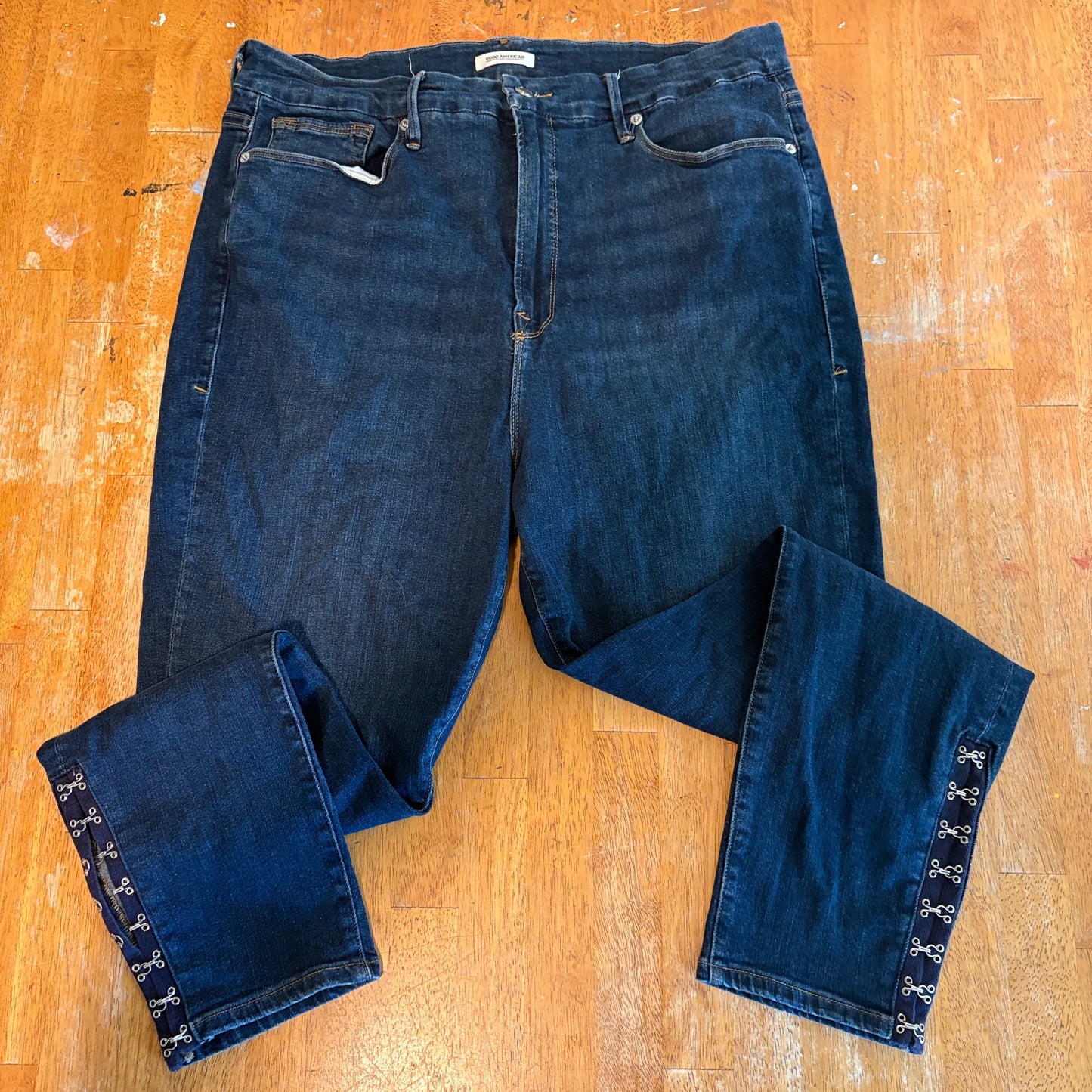 Good American Good Waist Jeans 22 Blue Flare Crop Womens Fits Like 36x28 USA