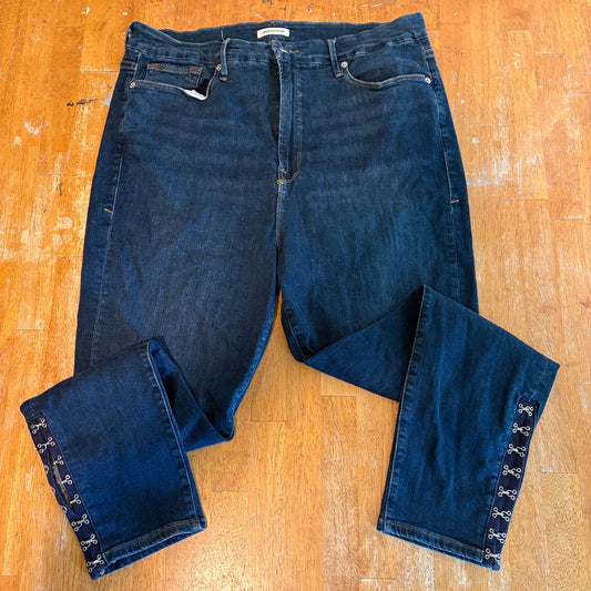 Good American Good Waist Jeans 22 Blue Flare Crop Womens Fits Like 36x28 USA
