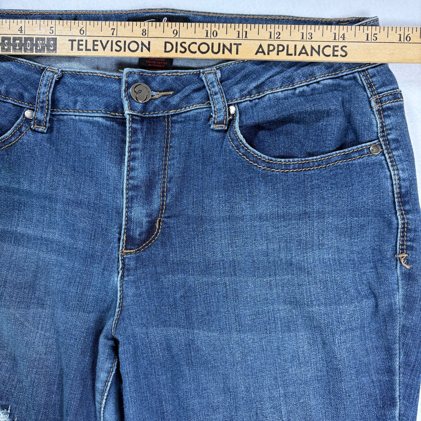 Earl Jeans Skinny Distressed Blue Denim Womens 8 Ripped Stretch Jeggings Baggy Fit