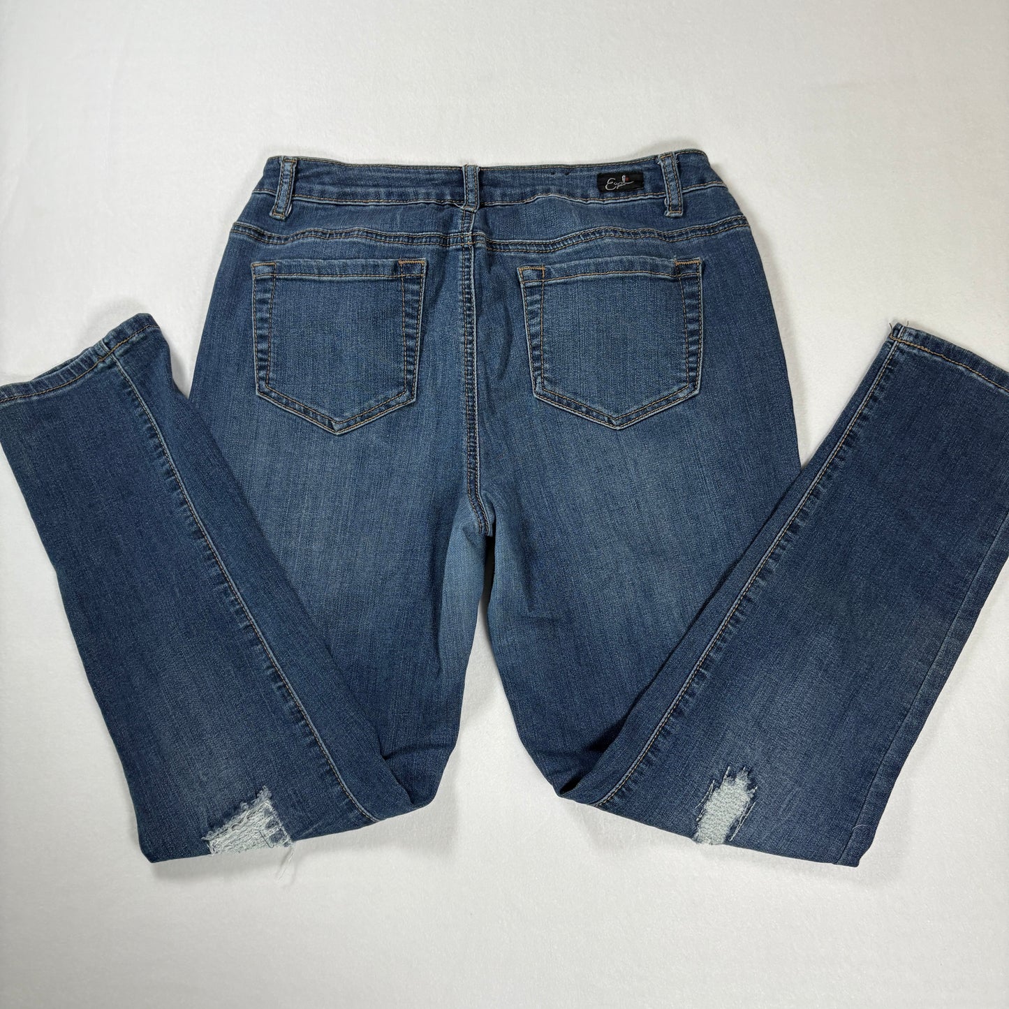 Earl Jeans Skinny Distressed Blue Denim Womens 8 Ripped Stretch Jeggings Baggy Fit