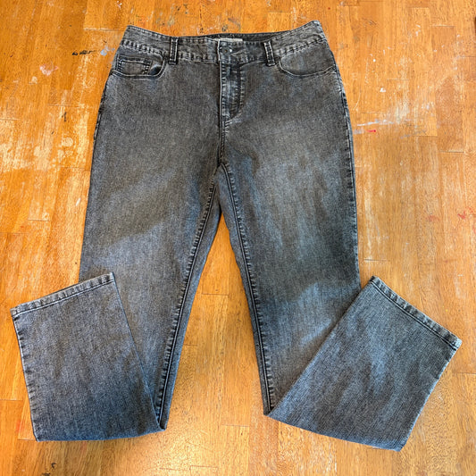 Chicos Platinum Denim Jeans Gray Bootcut Womens 1 Regular Fits 31x30 Stretch