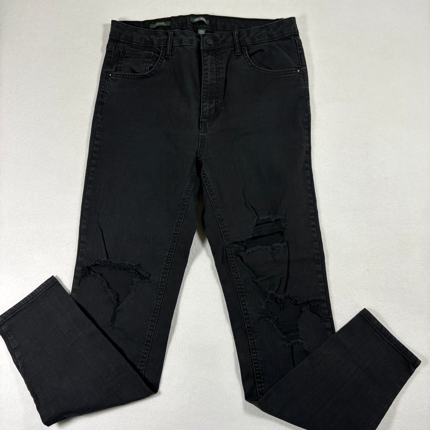 Wild Fable Womens Jeans 8 Black Distressed Ripped Denim Straight Y2K Grunge