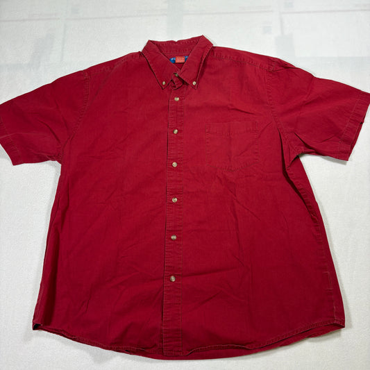 Puritan Button Down Shirt Mens XL Red Short Sleeve 100% Cotton Casual Top