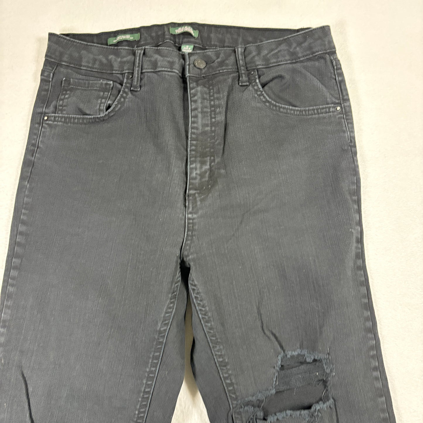 Wild Fable Womens Jeans 8 Black Distressed Ripped Denim Straight Y2K Grunge