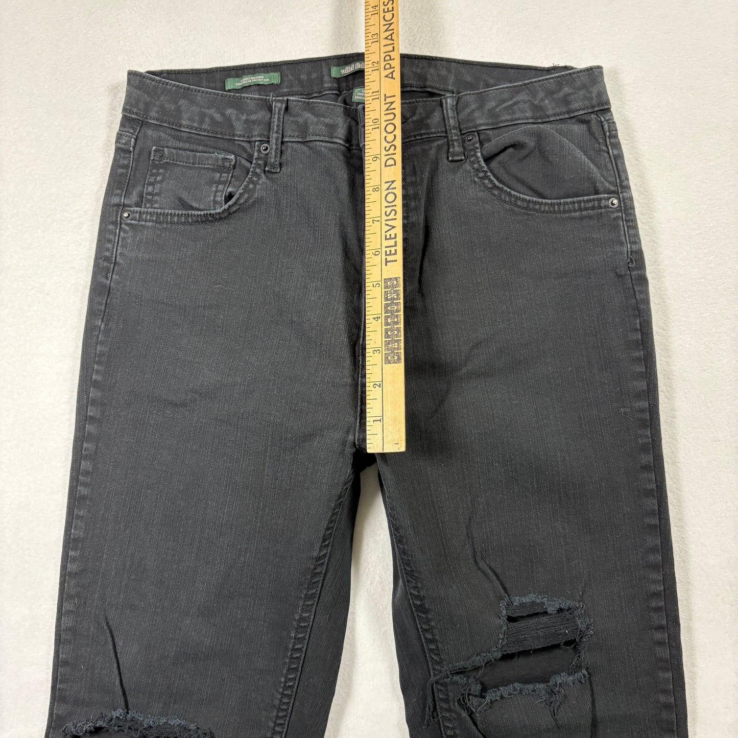 Wild Fable Womens Jeans 8 Black Distressed Ripped Denim Straight Y2K Grunge