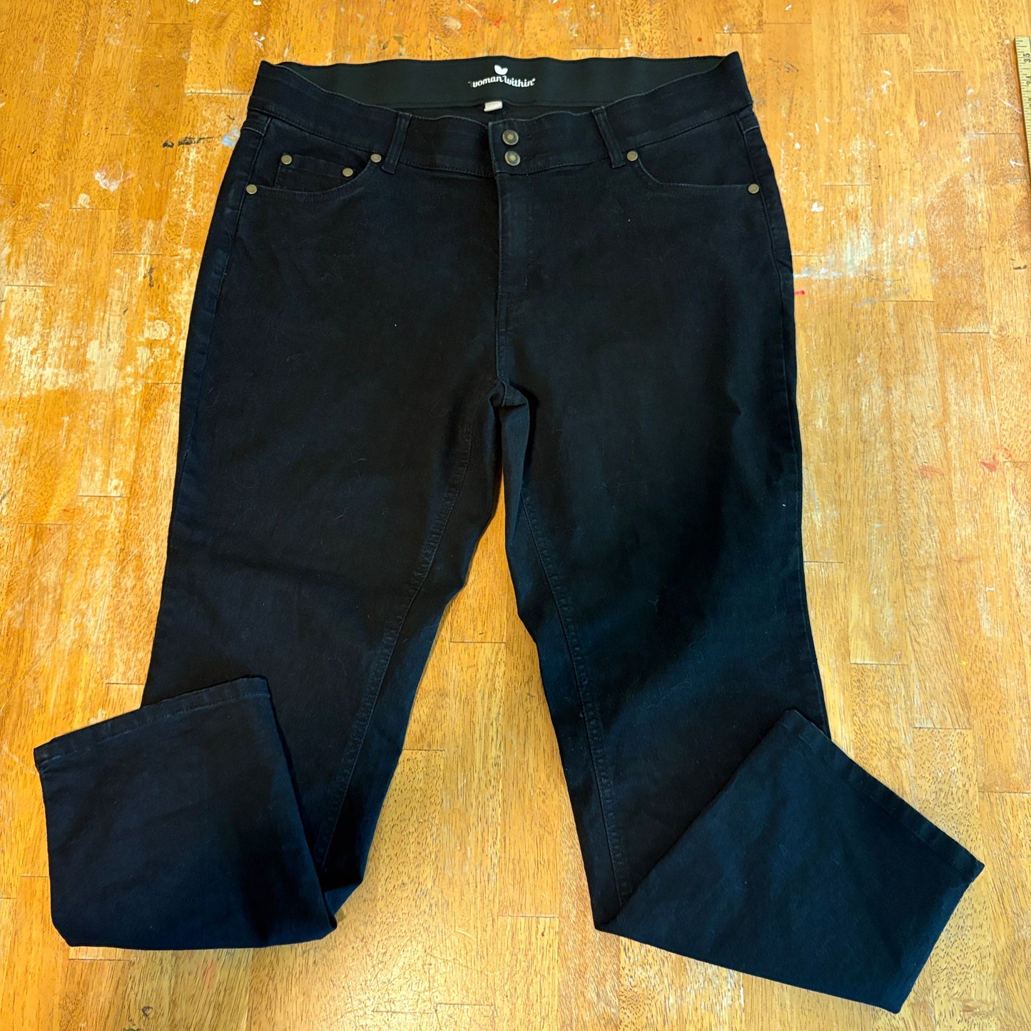 Woman Within Jeans 18W Petite Black Bootcut Stretch Plus Size Fits Like 36x27