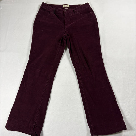 St Johns Bay Pants Womens Straight Fit Size 8 Burgundy Corduroy Vintage 90s Y2KX