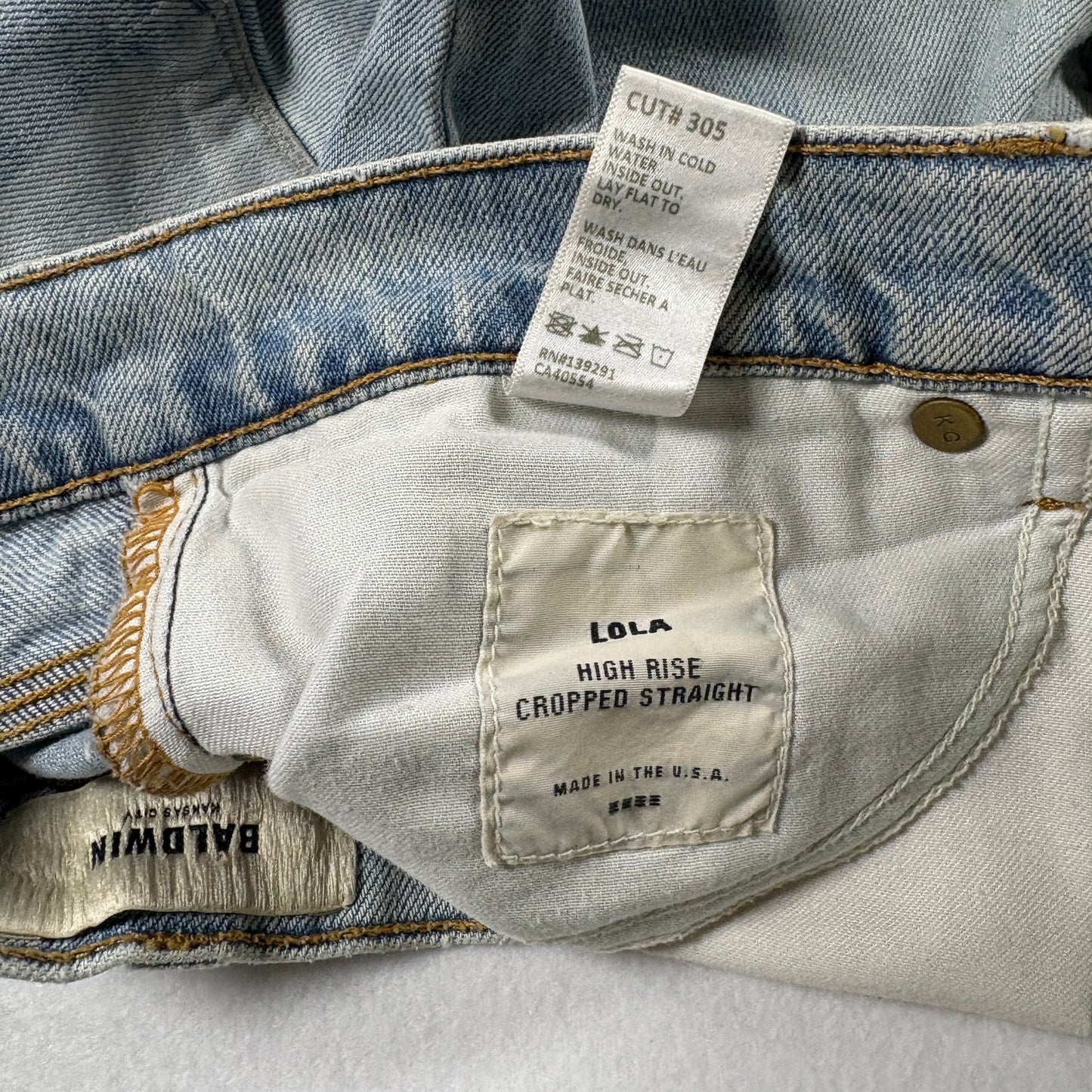 Baldwin Womens Jeans 27 Lola High Rise Cropped Straight USA Patchwork Y2K