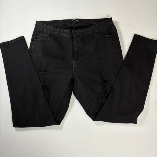 Wax Jean Los Angeles Women’s Skinny Jeans Black Distressed Ripped Denim 16