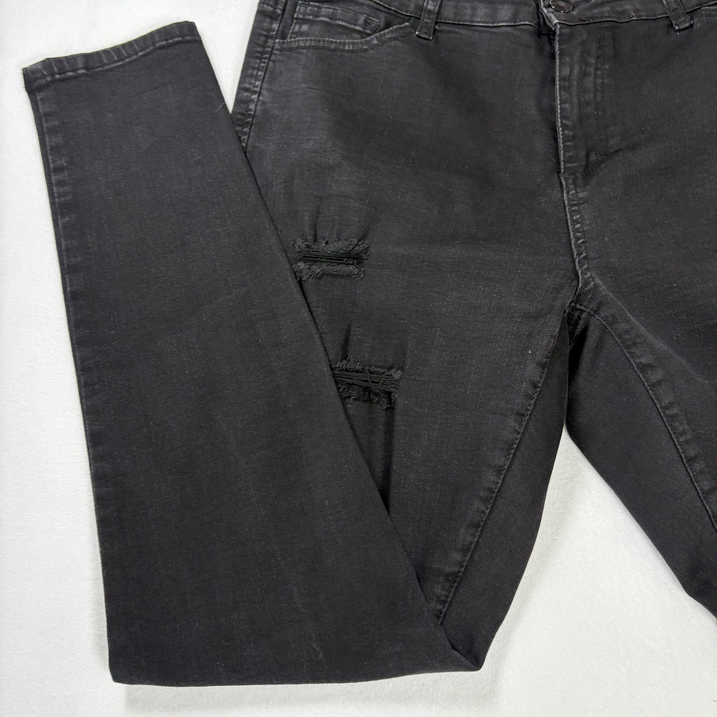 Wax Jean Los Angeles Women’s Skinny Jeans Black Distressed Ripped Denim 16