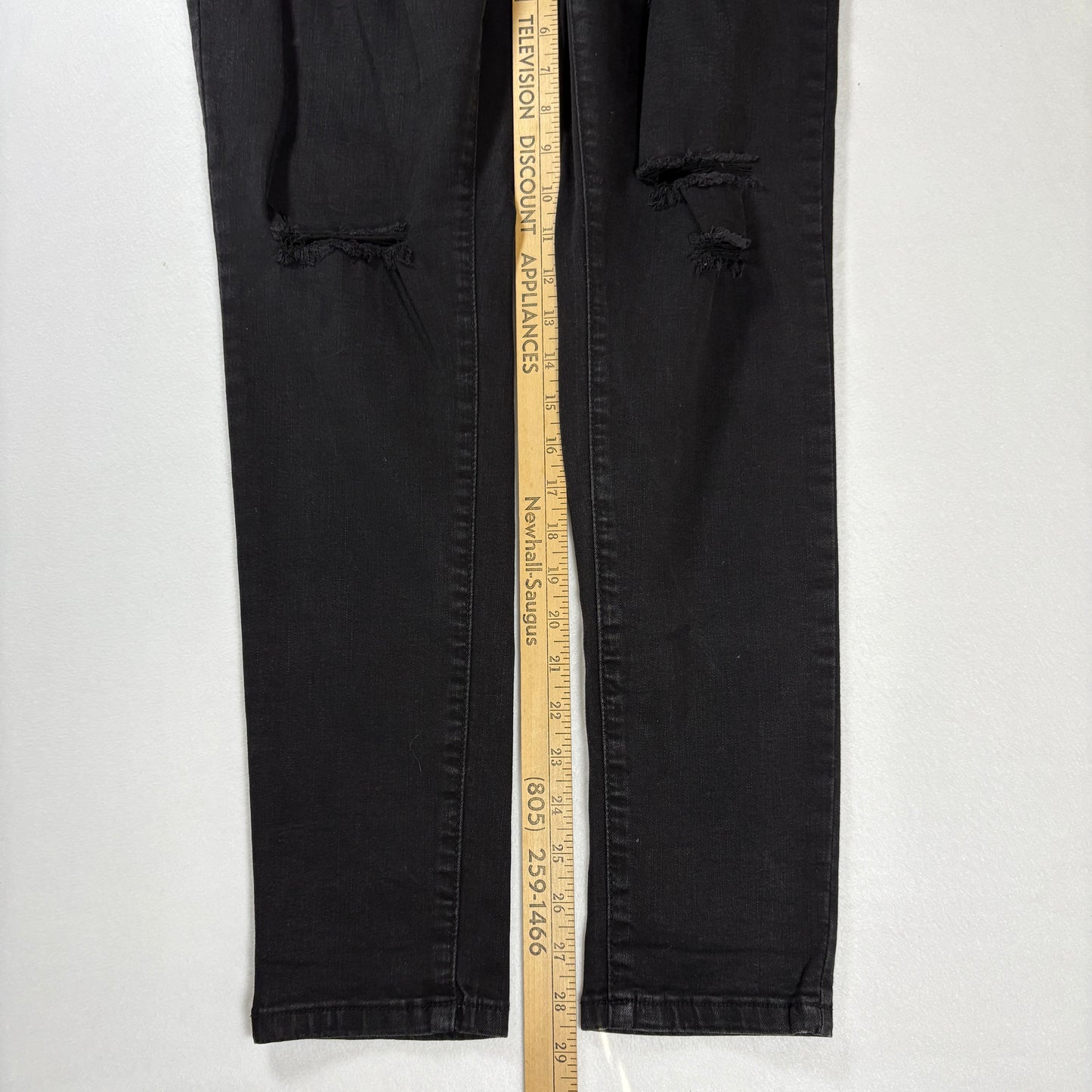 Wax Jean Los Angeles Women’s Skinny Jeans Black Distressed Ripped Denim 16
