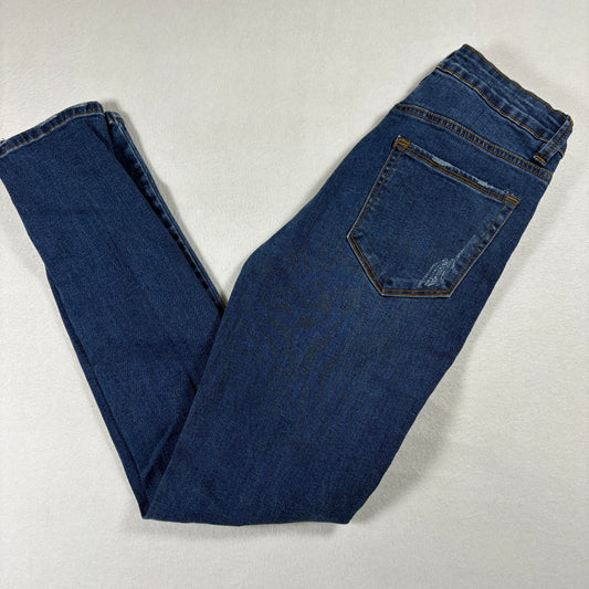 Fashion Nova Womens Jeans 7 Distressed Blue Denim Skinny Stretch Ripped Y2K