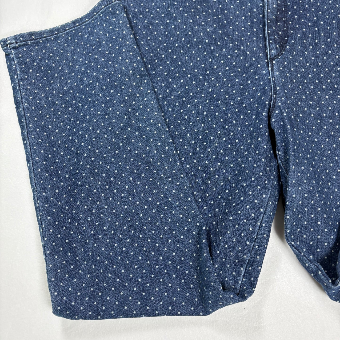 Gloria Vanderbilt Amanda Jeans Women’s 14P Petite Blue Polka Dot Denim Straight