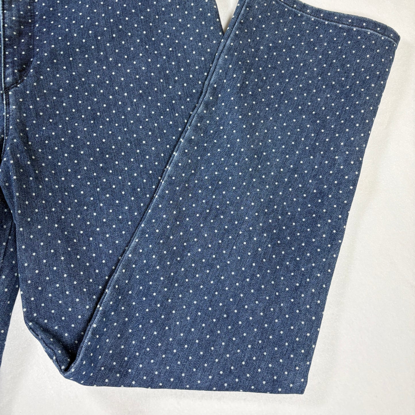 Gloria Vanderbilt Amanda Jeans Women’s 14P Petite Blue Polka Dot Denim Straight