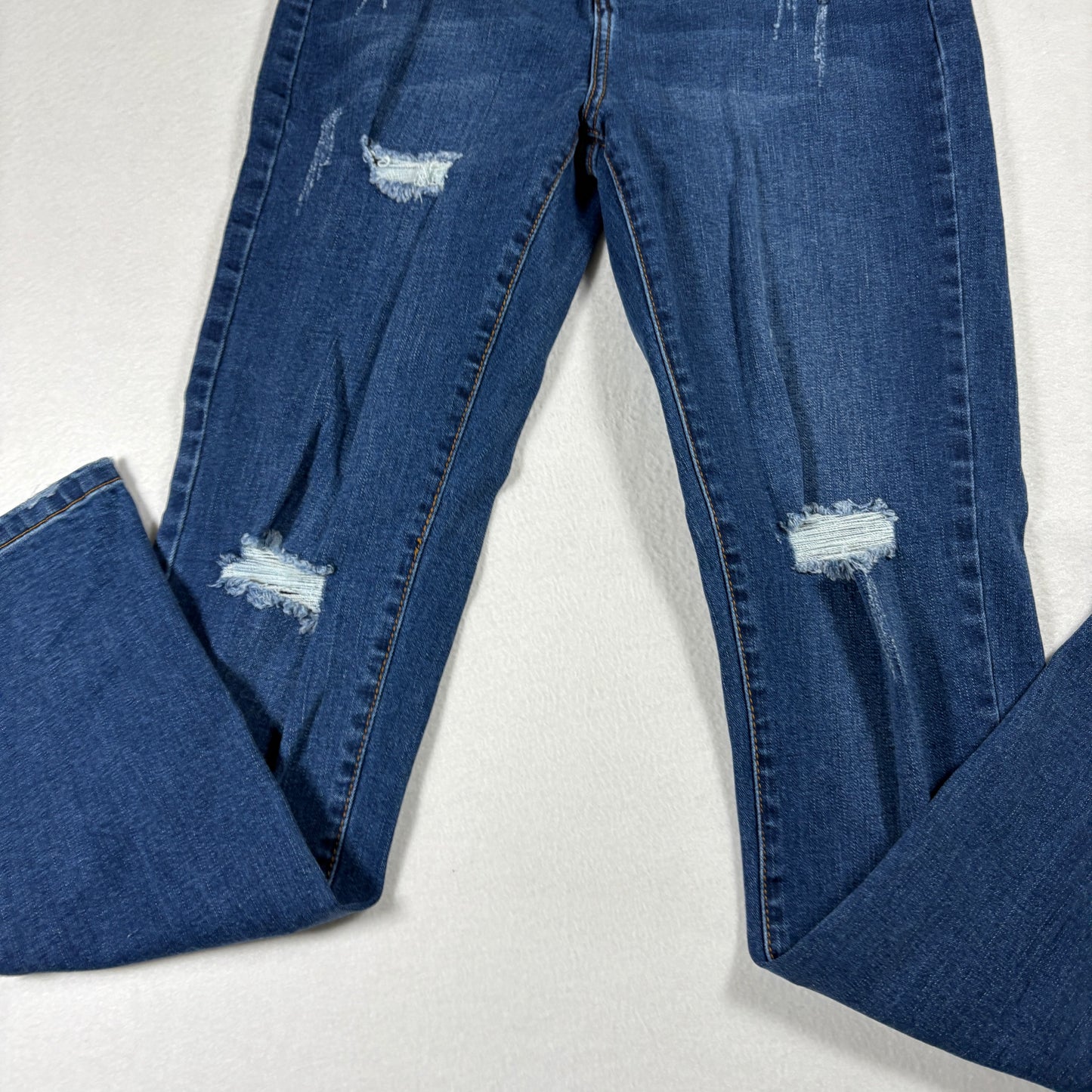 Fashion Nova Womens Jeans 7 Distressed Blue Denim Skinny Stretch Ripped Y2K