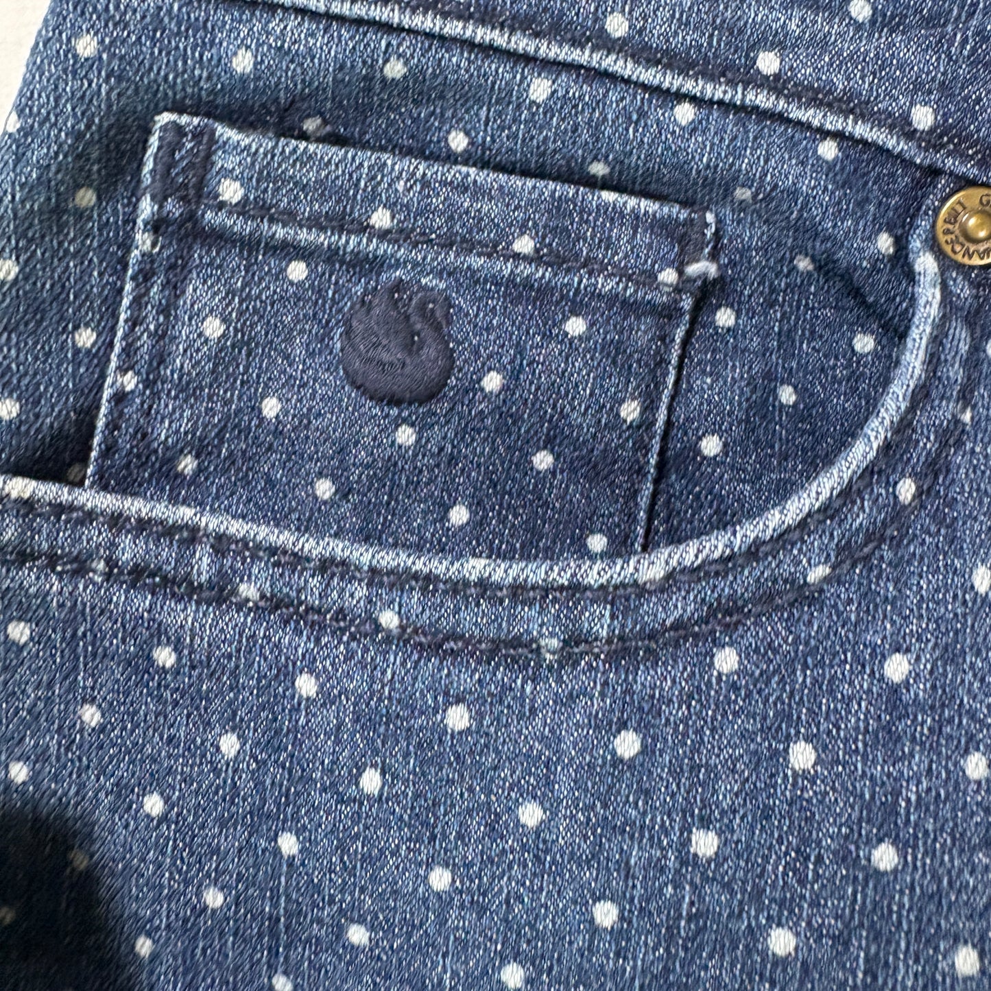 Gloria Vanderbilt Amanda Jeans Women’s 14P Petite Blue Polka Dot Denim Straight