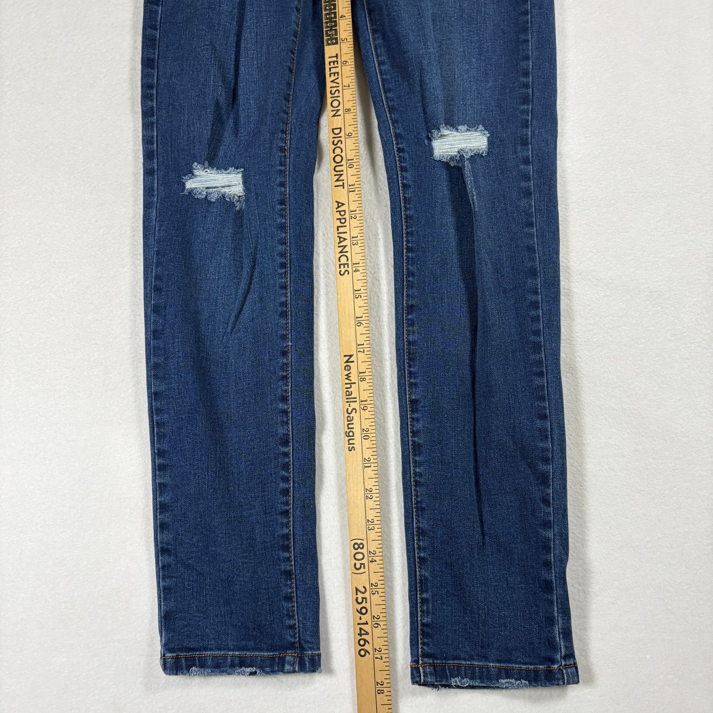 Fashion Nova Womens Jeans 7 Distressed Blue Denim Skinny Stretch Ripped Y2K