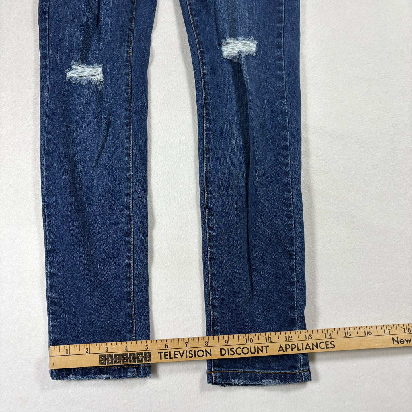 Fashion Nova Womens Jeans 7 Distressed Blue Denim Skinny Stretch Ripped Y2K