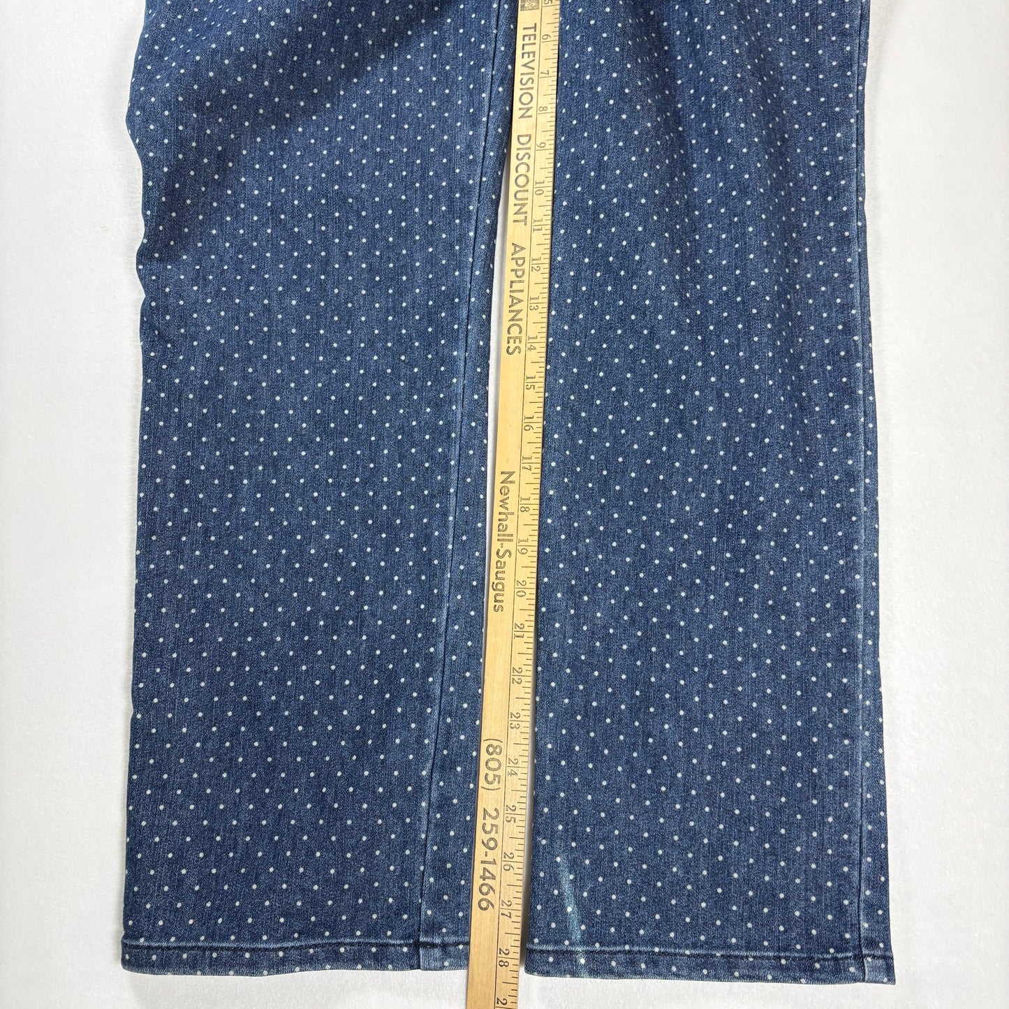 Gloria Vanderbilt Amanda Jeans Women’s 14P Petite Blue Polka Dot Denim Straight