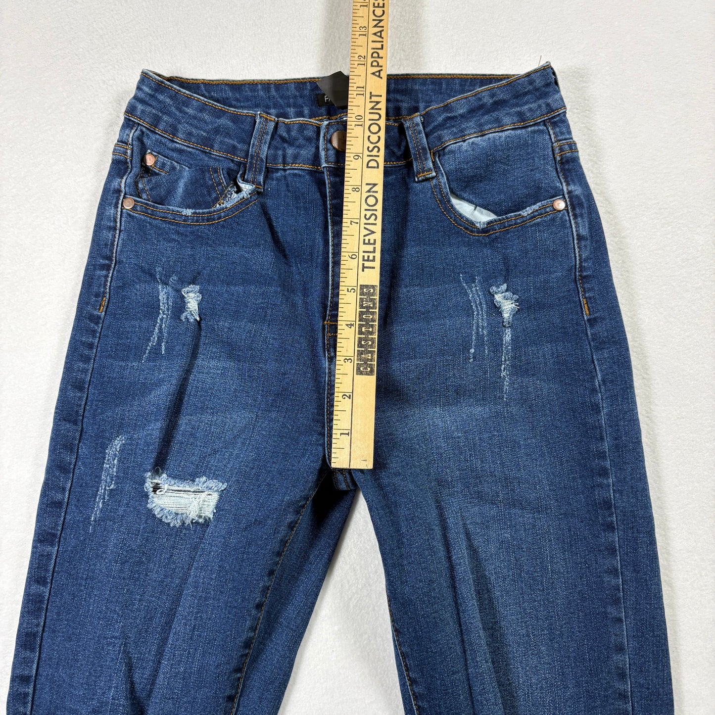 Fashion Nova Womens Jeans 7 Distressed Blue Denim Skinny Stretch Ripped Y2K