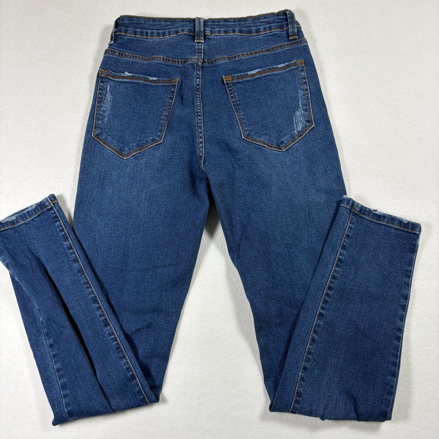 Fashion Nova Womens Jeans 7 Distressed Blue Denim Skinny Stretch Ripped Y2K