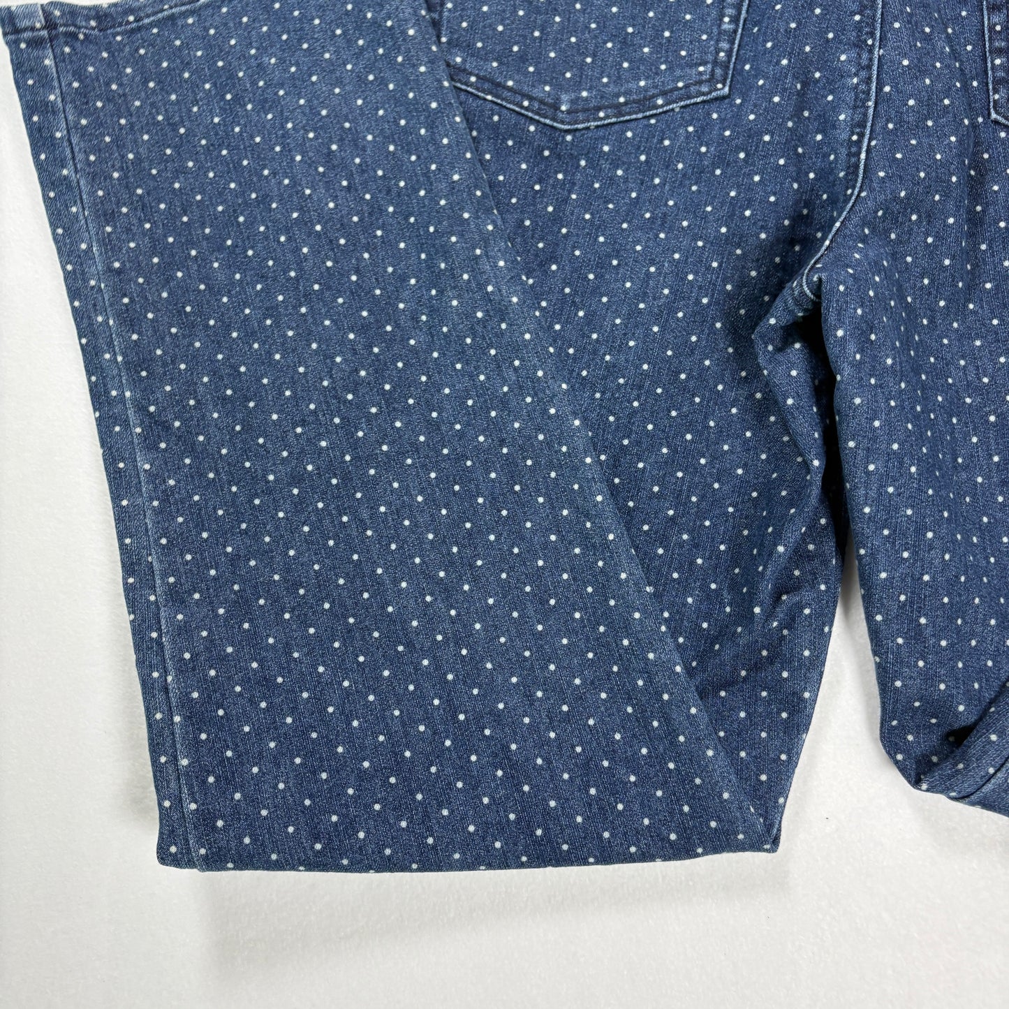 Gloria Vanderbilt Amanda Jeans Women’s 14P Petite Blue Polka Dot Denim Straight