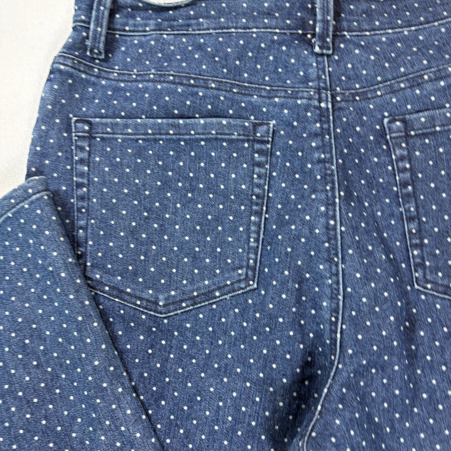 Gloria Vanderbilt Amanda Jeans Women’s 14P Petite Blue Polka Dot Denim Straight