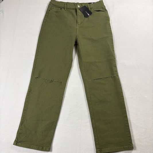 Fashion Nova Jeans Womens Size 15 Olive Distressed Knee Slit Y2K Streetwear
