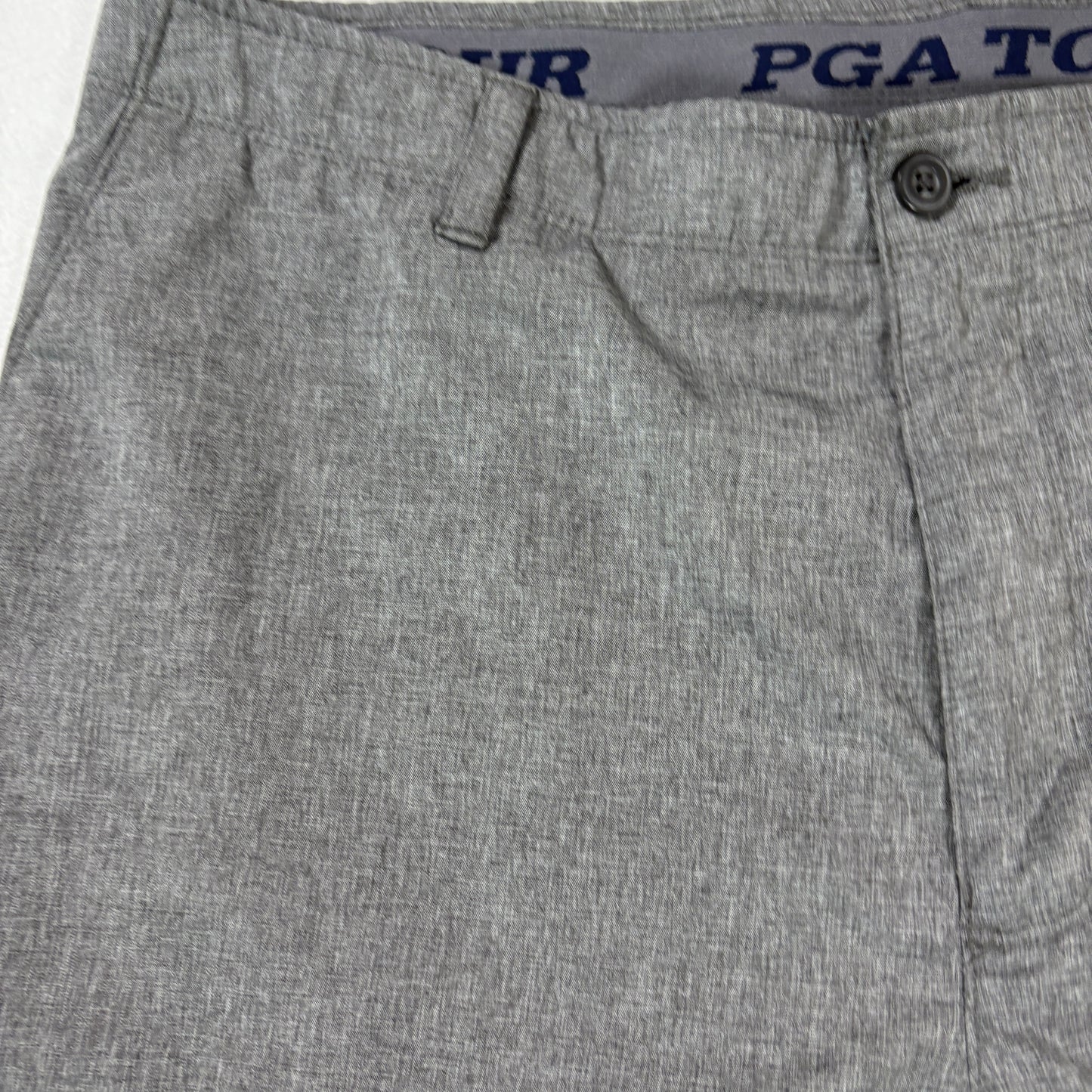 PGA Tour Men’s Golf Shorts Gray Stretch Flat Front Performance Chino Size 38
