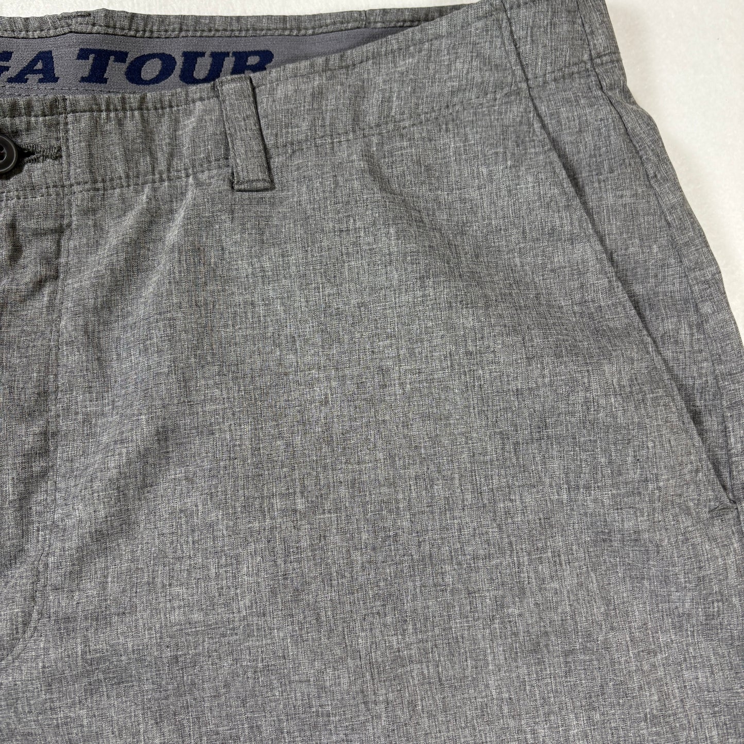PGA Tour Men’s Golf Shorts Gray Stretch Flat Front Performance Chino Size 38