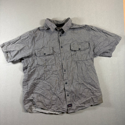 Dickies Workwear Striped Button Up Shirt 3XL Fits Like X Short Sleeve Classic