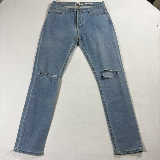 American Apparel Jeans Womens 31 Blue Distressed Skinny Y2K Denim Streetwear Raw