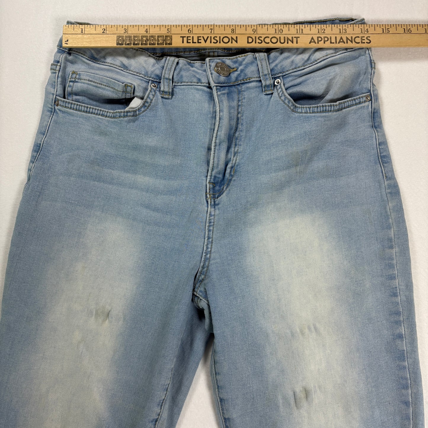 YMI Jeans Women’s Light Wash Denim Distressed Raw Hem Baggy Straight Leg
