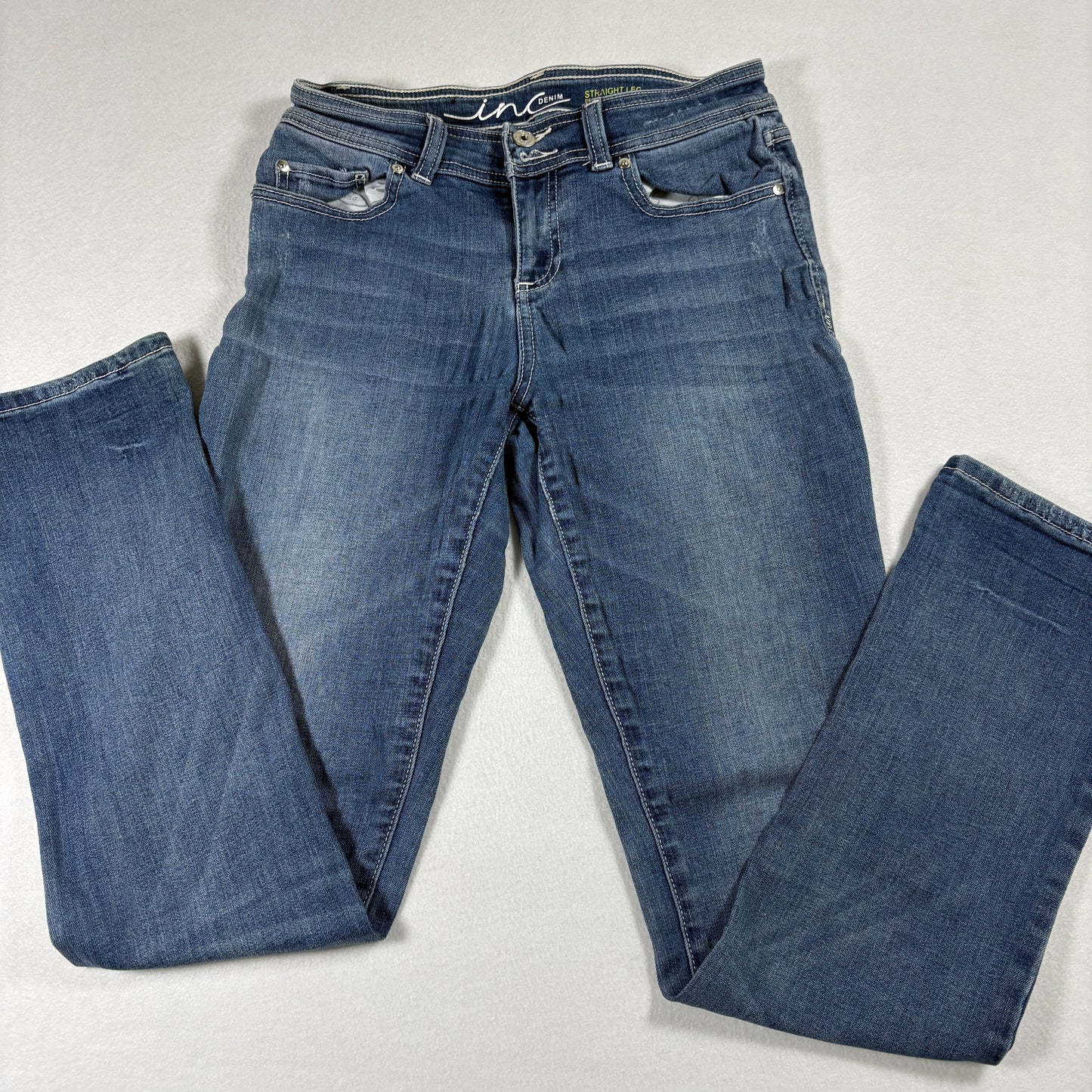 INC Womens Jeans 2 Blue Straight Leg Stretch Denim Mid Rise Vintage Y2K Classic