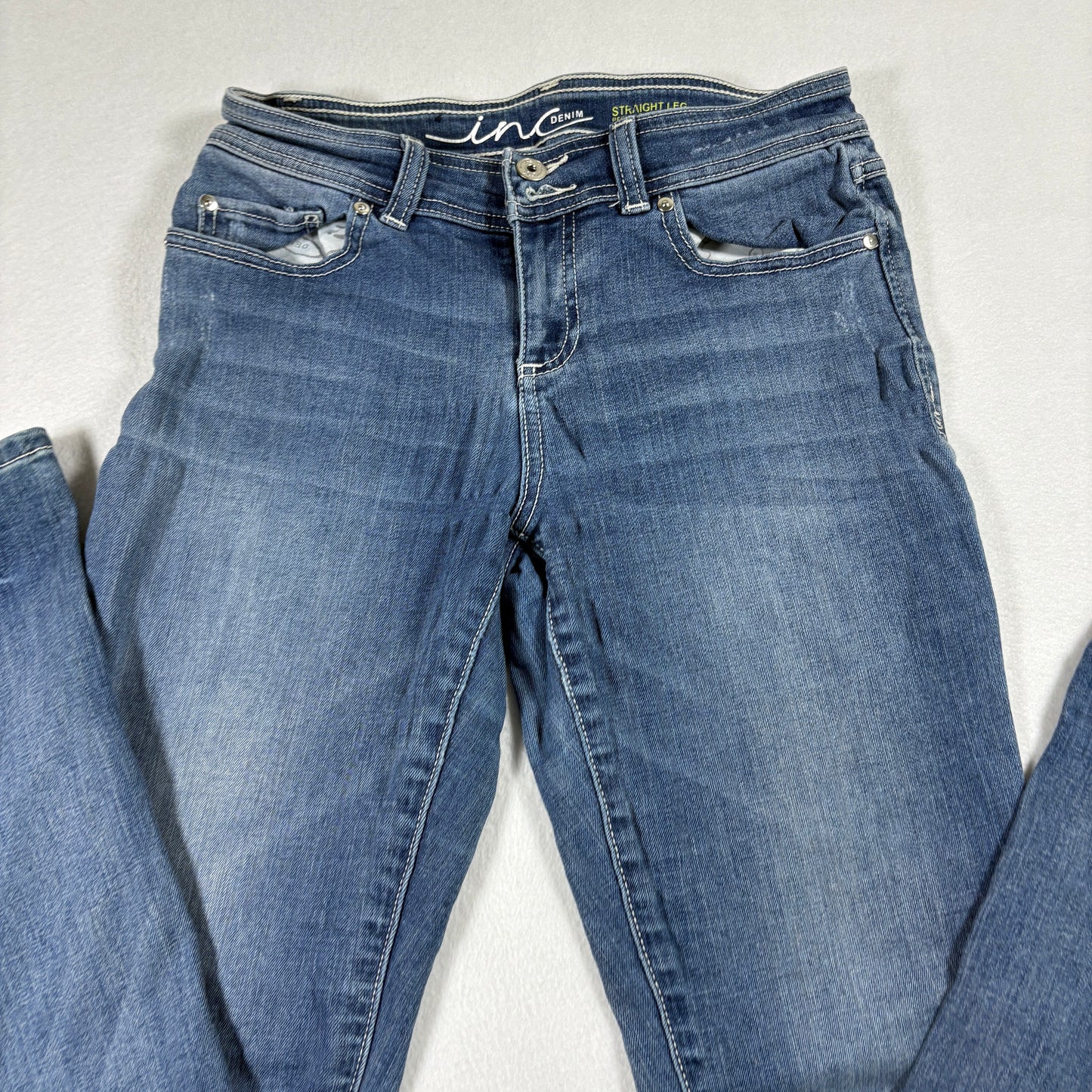 INC Womens Jeans 2 Blue Straight Leg Stretch Denim Mid Rise Vintage Y2K Classic