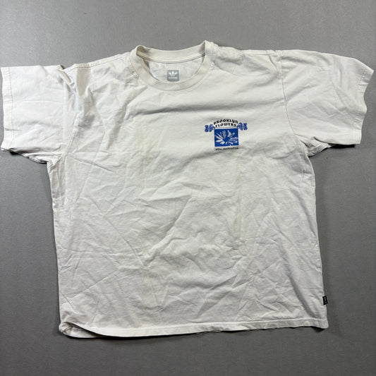 Adidas Skateboarding Graphic T Shirt XL Fits Like X White Brooklyn Flowers