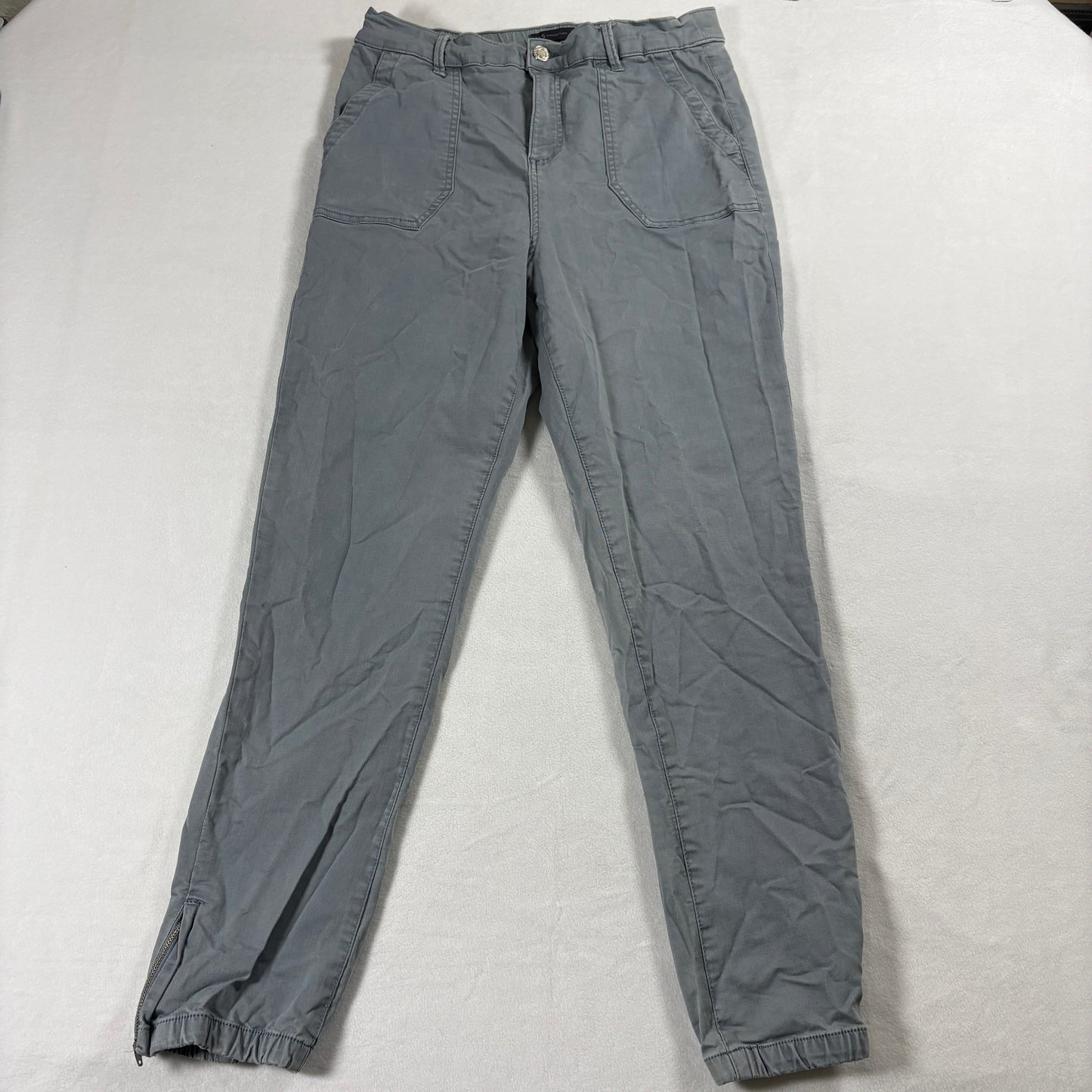 M&S Collection Pants Womens 14LN Gray Utility Ankle Zip Jogger Y2K Streetwear