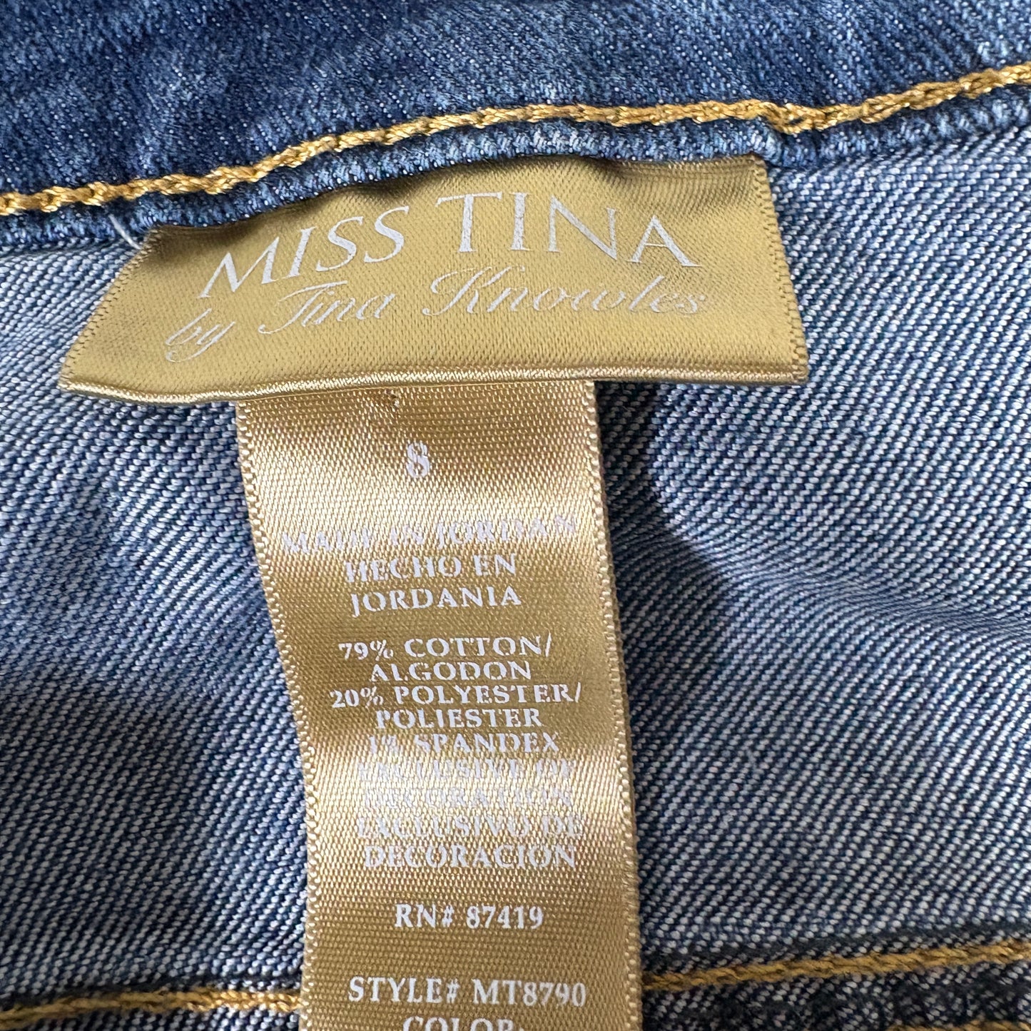 Miss Tina Womens Jeans Size 8 Blue Denim Y2K Straight Slim Fit Stretch Vintage