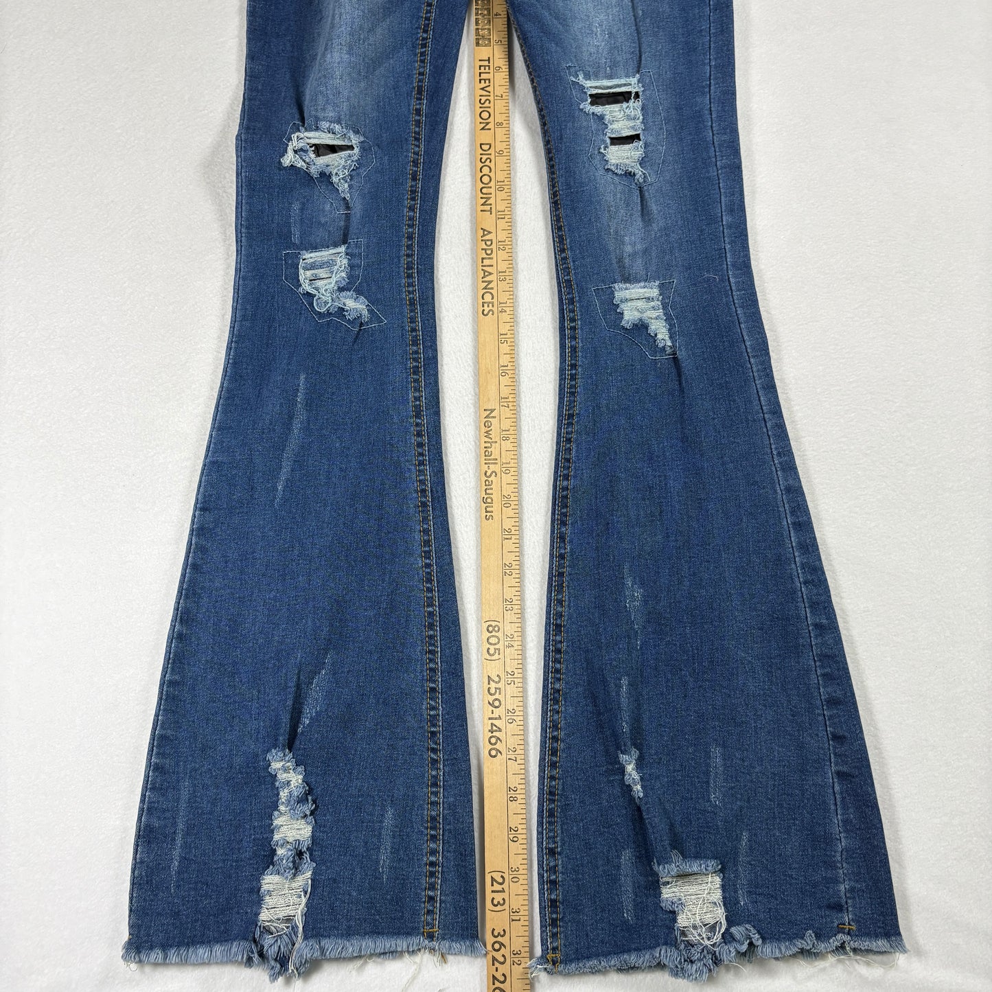 Celebrity Ace Womens Jeans 5/27 Blue Distressed Ripped Y2K Grunge Frayed Hem
