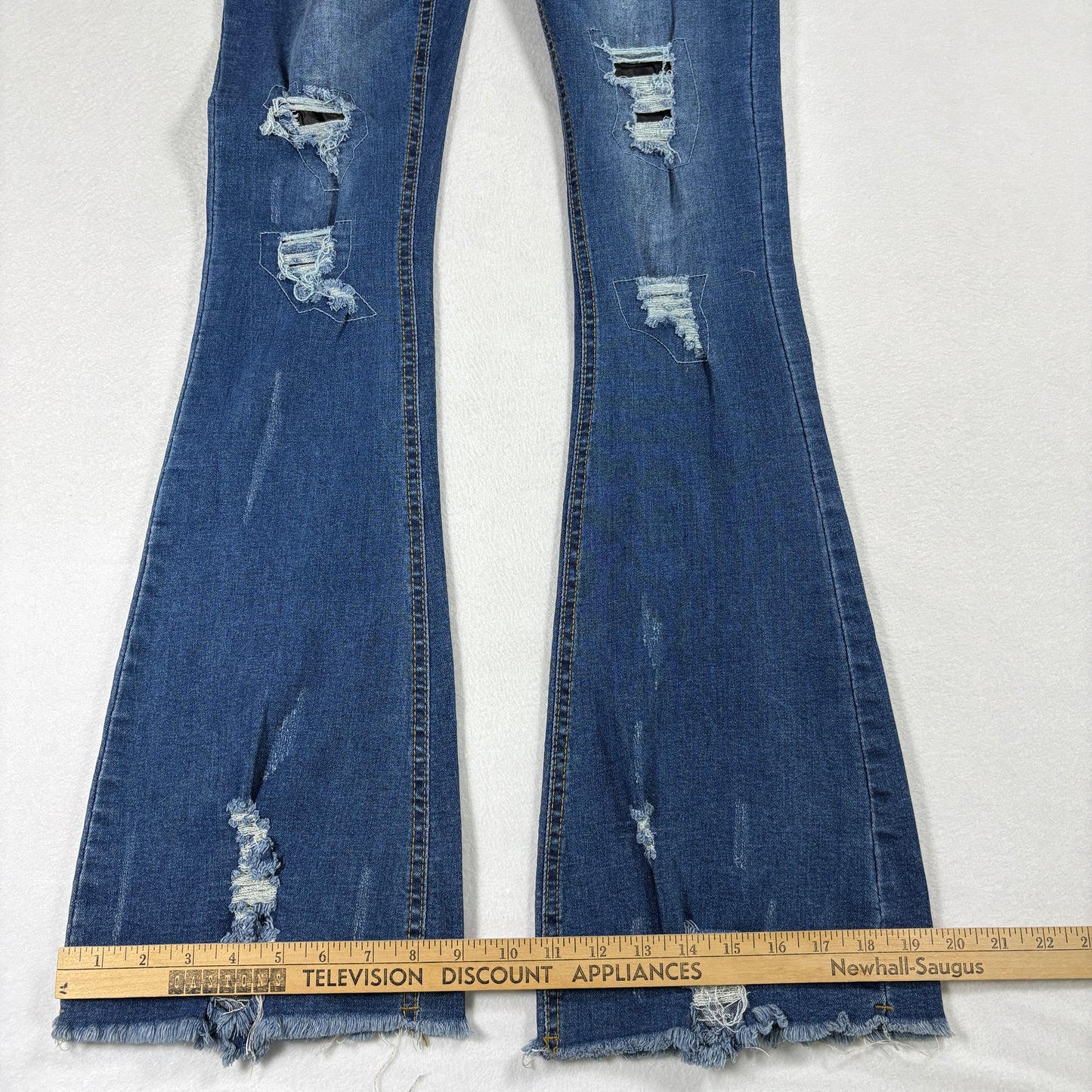 Celebrity Ace Womens Jeans 5/27 Blue Distressed Ripped Y2K Grunge Frayed Hem