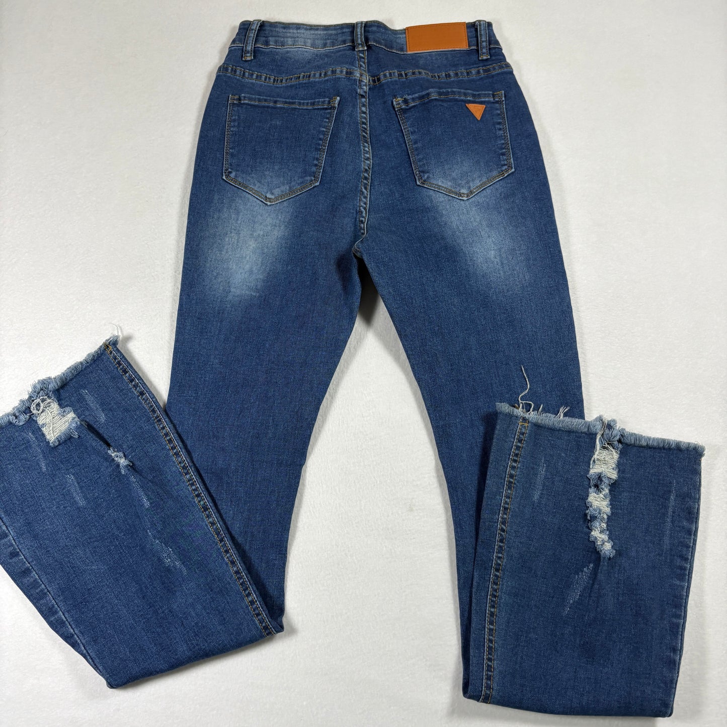 Celebrity Ace Womens Jeans 5/27 Blue Distressed Ripped Y2K Grunge Frayed Hem