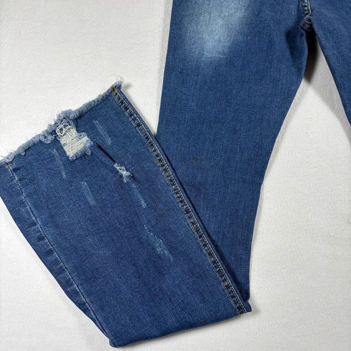 Celebrity Ace Womens Jeans 5/27 Blue Distressed Ripped Y2K Grunge Frayed Hem