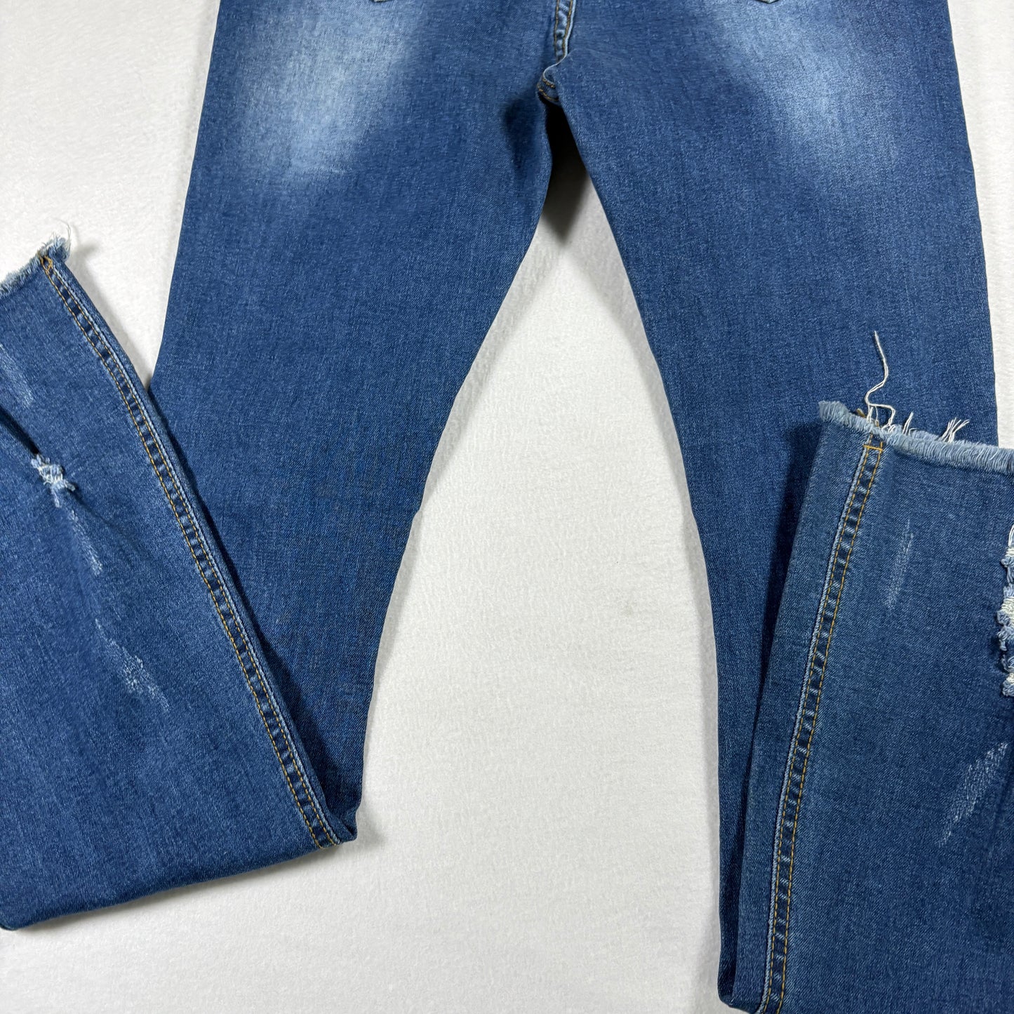 Celebrity Ace Womens Jeans 5/27 Blue Distressed Ripped Y2K Grunge Frayed Hem