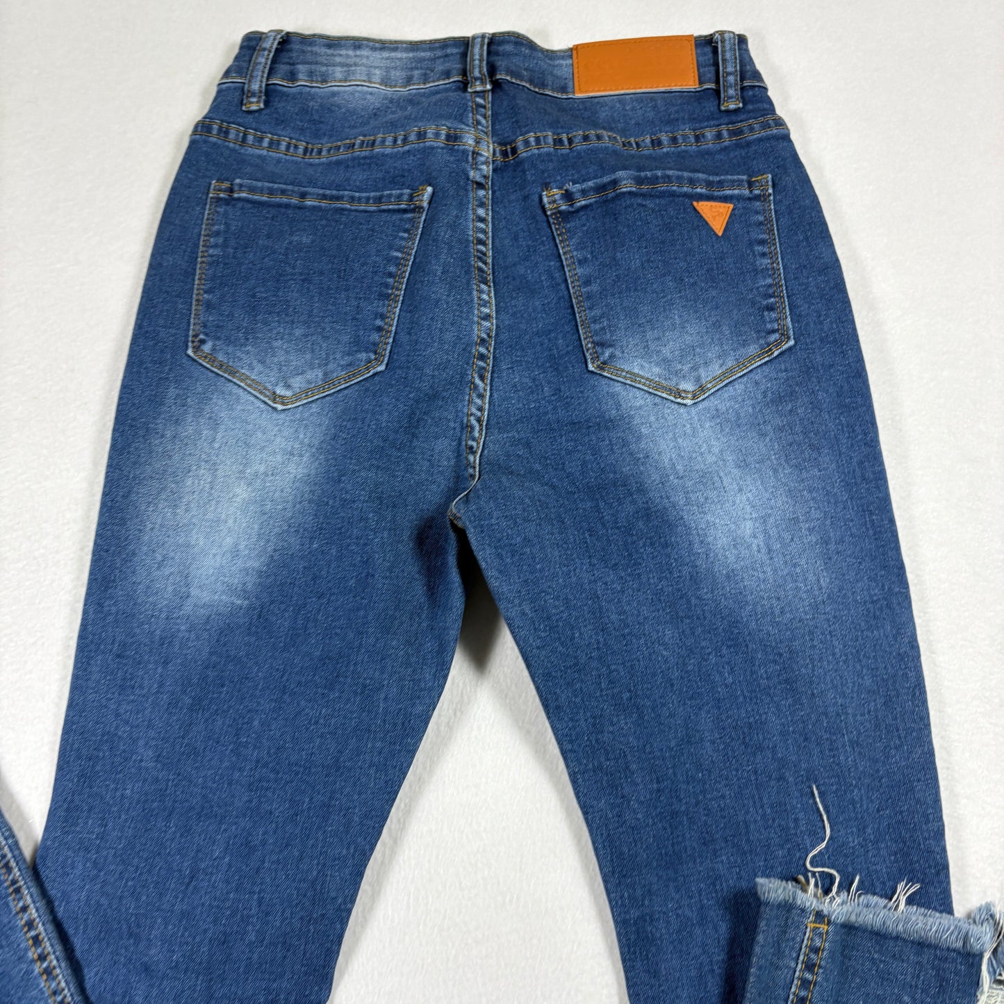 Celebrity Ace Womens Jeans 5/27 Blue Distressed Ripped Y2K Grunge Frayed Hem