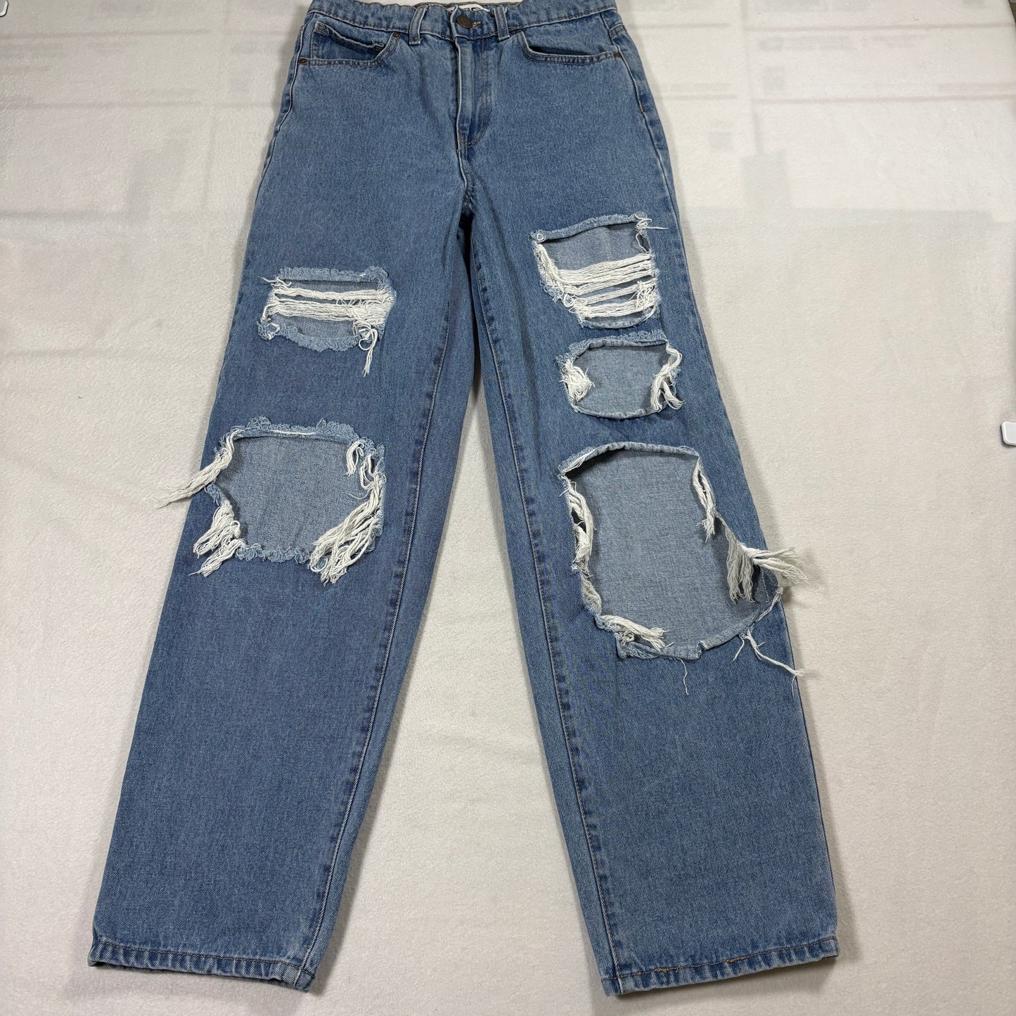 RSQ Womens Jeans Size 28 Baggy Fit Distressed Ripped Denim Y2K Grunge Style