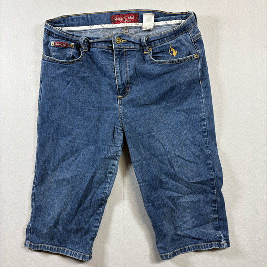Baby Phat Denim Shorts Womens Size 16 Fits Like 34X14 Blue Wash Y2K Streetwear