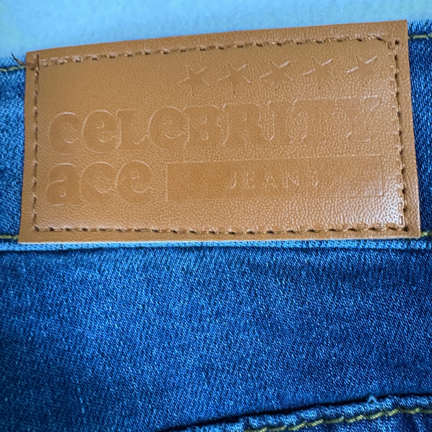 Celebrity Ace Womens Jeans 5/27 Blue Distressed Ripped Y2K Grunge Frayed Hem