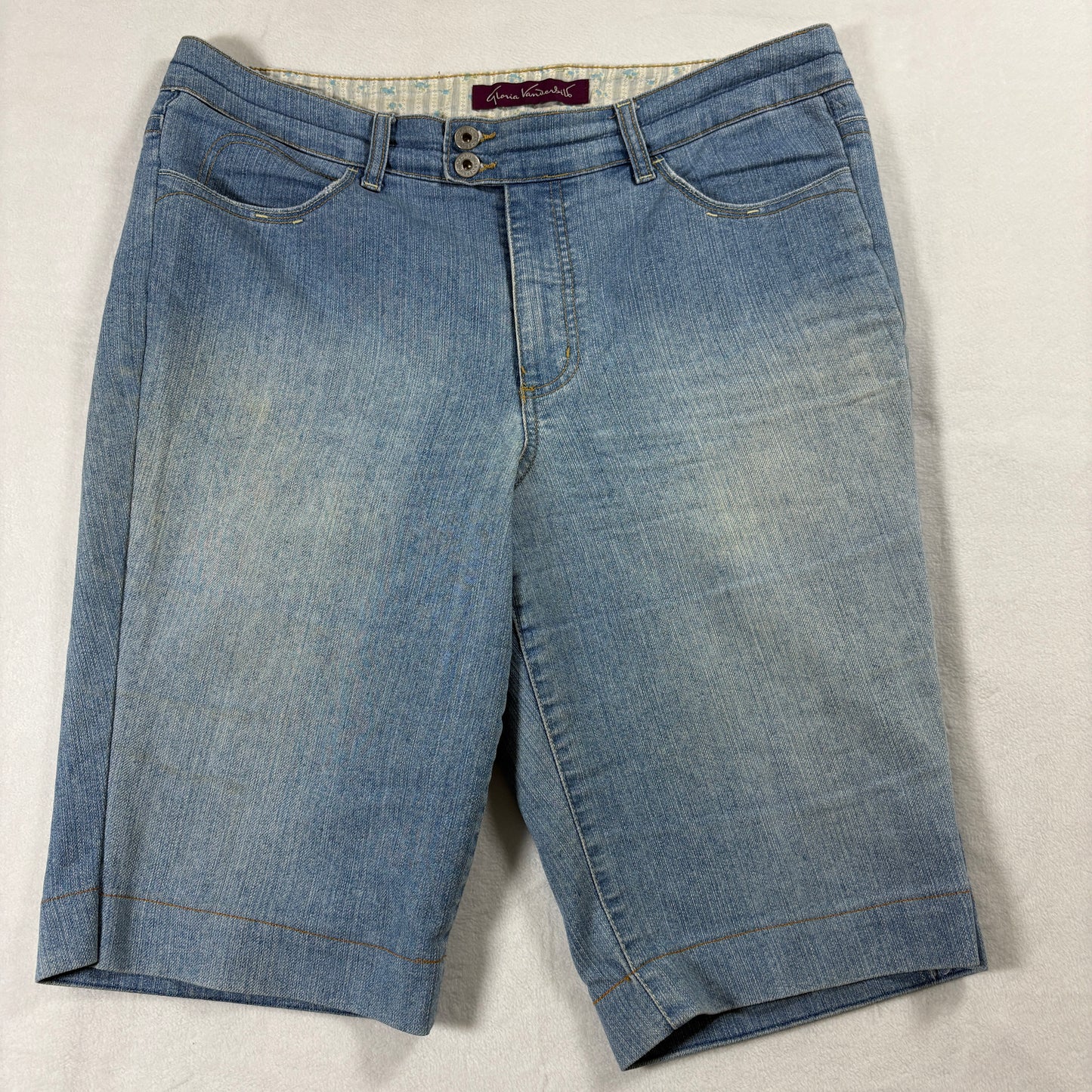 Gloria Vanderbilt Shorts Womens 14 Denim Bermuda Knee Length Vintage Y2K90s Blue